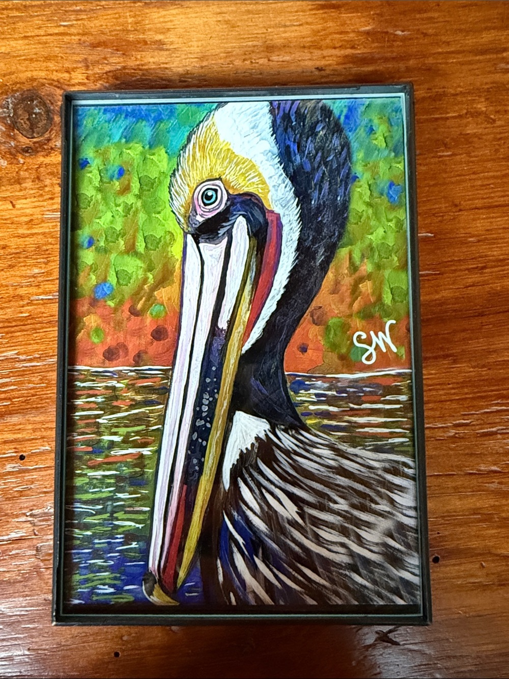 Colorful Pelican Frames Art Print - Wall or Table/Shelf Art 4x6”
